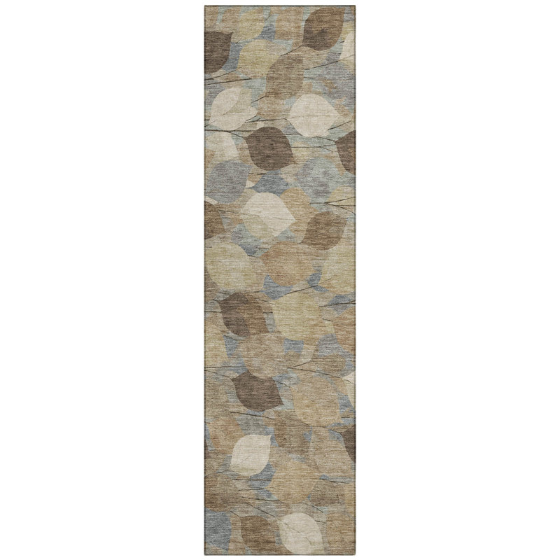 Machine Washable Indoor/Outdoor Chantille ACN2444 Floral Rug, 2'3" x 7'6" Runner, Beige