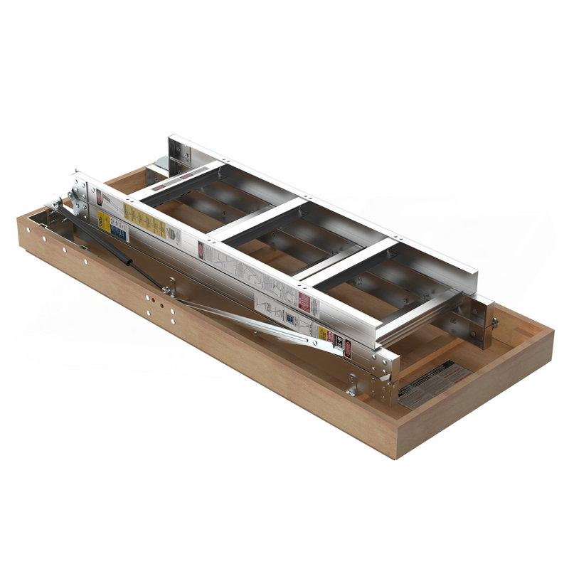 Échelle escamotable de grenier en aluminium avec housse isolante sur mesure, ouverture d'escalier de grenier de 22,5 po x 54 po, ensemble combiné avec fermeture à glissière et fermeture à glissière en aluminium