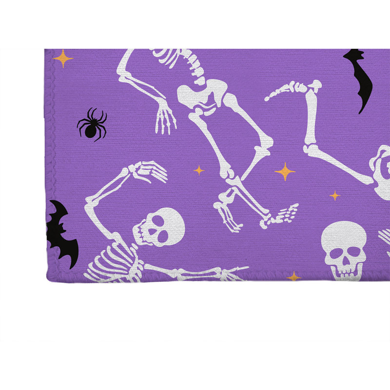 Tapis d'intérieur antidérapant Skeleton Boogie, Mauve, L 48 po x L 72 po