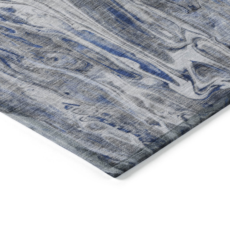 Tapis extérieur lavable abstrait bleu denim 9 pi x 12 pi bleu et bleu marine