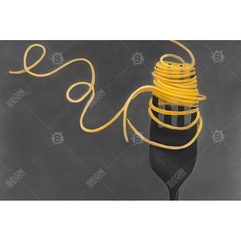 Spaghetti Pasta Around a Fork - Still Life Canvas Art Decor
