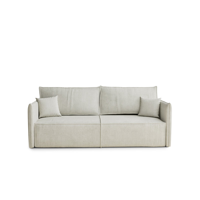 3 Seater Reclining Sofa, Light Cream Polyester/Chenille