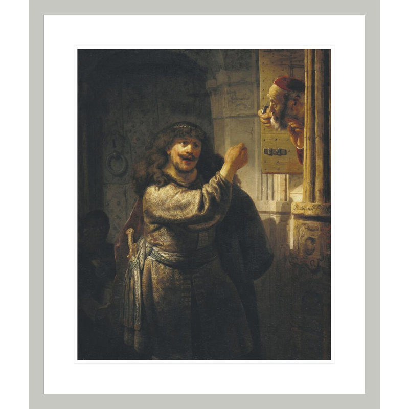 Samson menaçant son beau-père par Rembrandt van Rijn - Estampe numérique encadrée, 27.38" H x 23.5" W