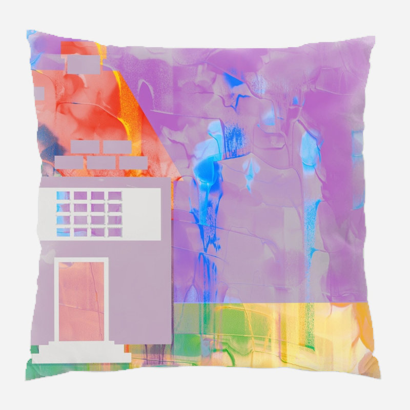 Housse et insert de coussin carré Waguespack Watercolor, Microsuède, Intérieur