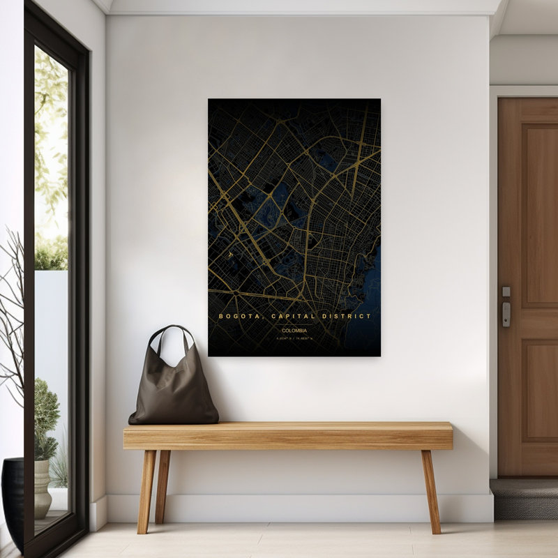 Impression sur toile Bogota Golden Grid, 60" H x 40" W