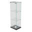 3-Tier Single Door Glass Display Cabinet with LED Puck Light,  Compact Frameless Curio Cabinet with Glass Top, Black / White-2084647868