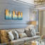 Fashion Wall Art for Living Room Family Wall Decor for Bedroom Modern Wall Decorations for Kitchen Canvas Art Golden Leaves Abstract Paintings Bathroom Hang Pictures Artwork Home Decoration 3 Pieces