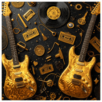 Gold Electric Guitars Vinyl Comforter