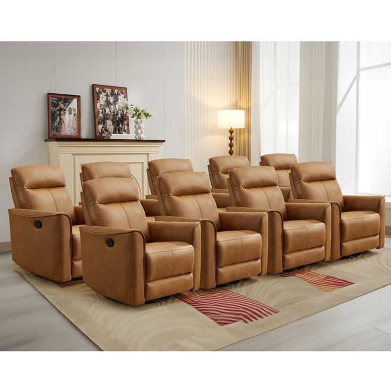 Siège de cinéma inclinable 31,5 po, Brun / microfibre / microsuède à coutures brunes