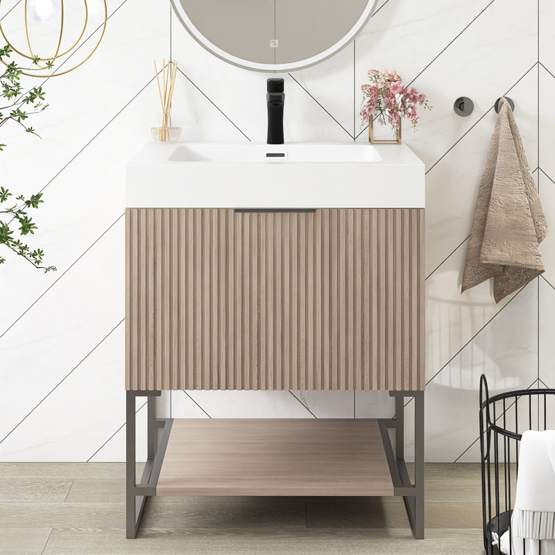 Meuble-lavabo autoportant 24 po avec lavabo rectangulaire intégré sans robinet