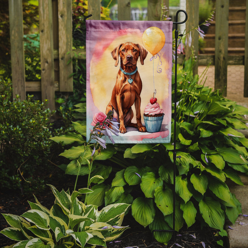 Drapeau de jardin «Happy Birthday», Braque hongrois à poil court