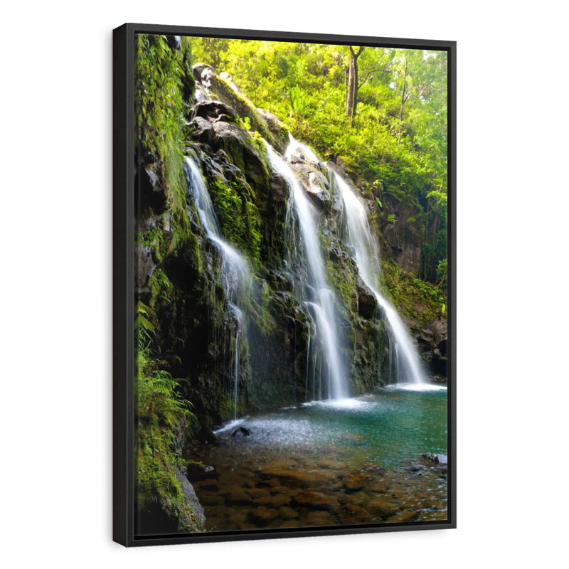 Hana Waterfalls, 31" x 46", Floating Frame Black