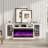 Alvilda 59" 3-Sided Glass Fireplace TV Stand, White-16397827-23179253