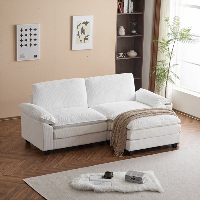 Canapé modulaire modulaire avec repose-pieds mobile, Tissu beige