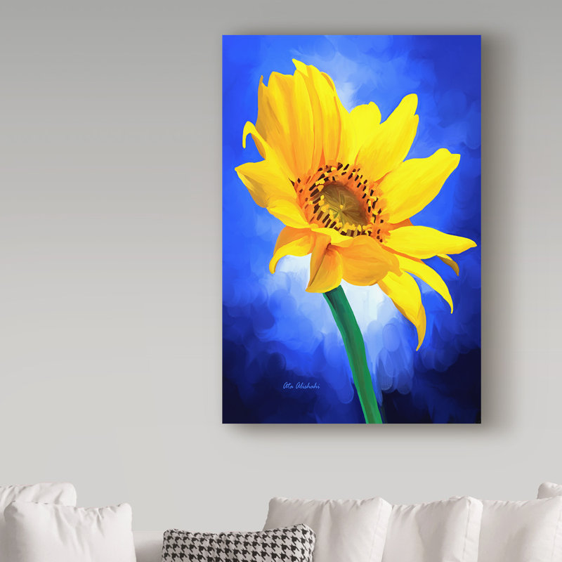 Sun Flower On Canvas by Ata Alishahi Print