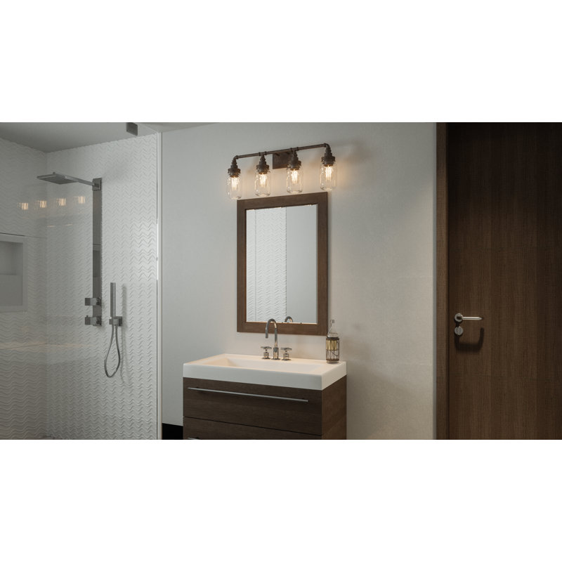 Éclairage pour salle de bain à intensité variable en frêne gris à 4 lumières Naveen