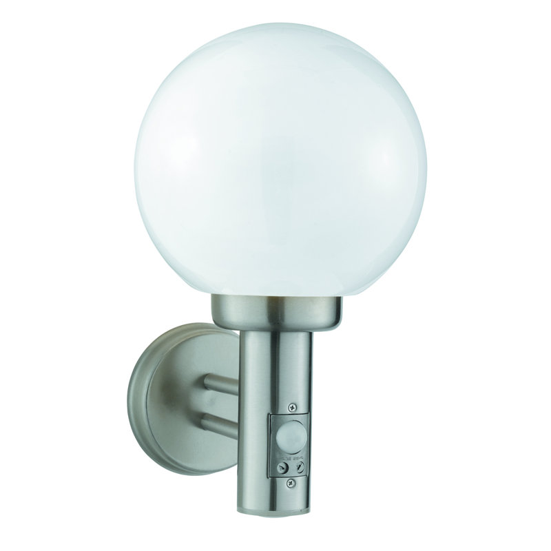 Teegan Satin Silver 33cm H Outdoor Wall Lantern