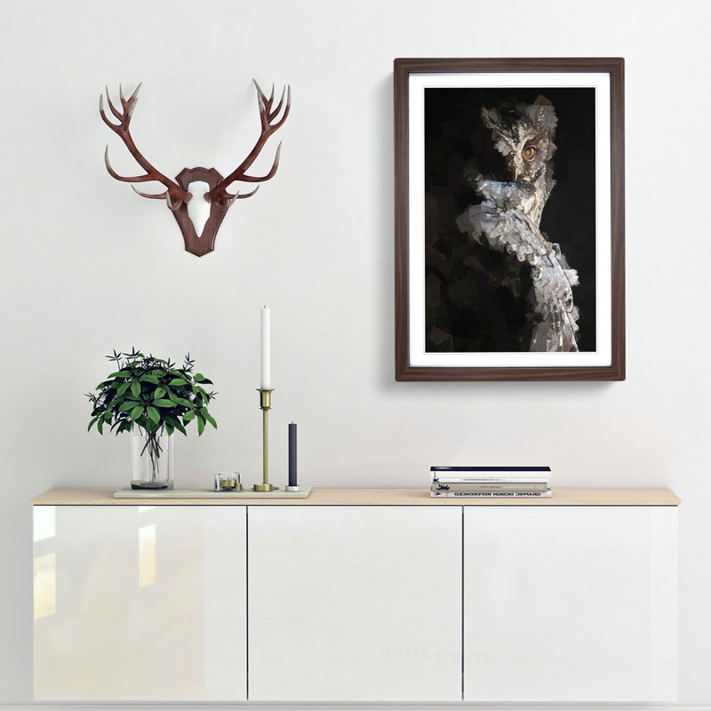 Owl in Abstract - Picture Frame Graphic Art Print, Walnut Framed, 87cm H x 62cm W x 2cm D