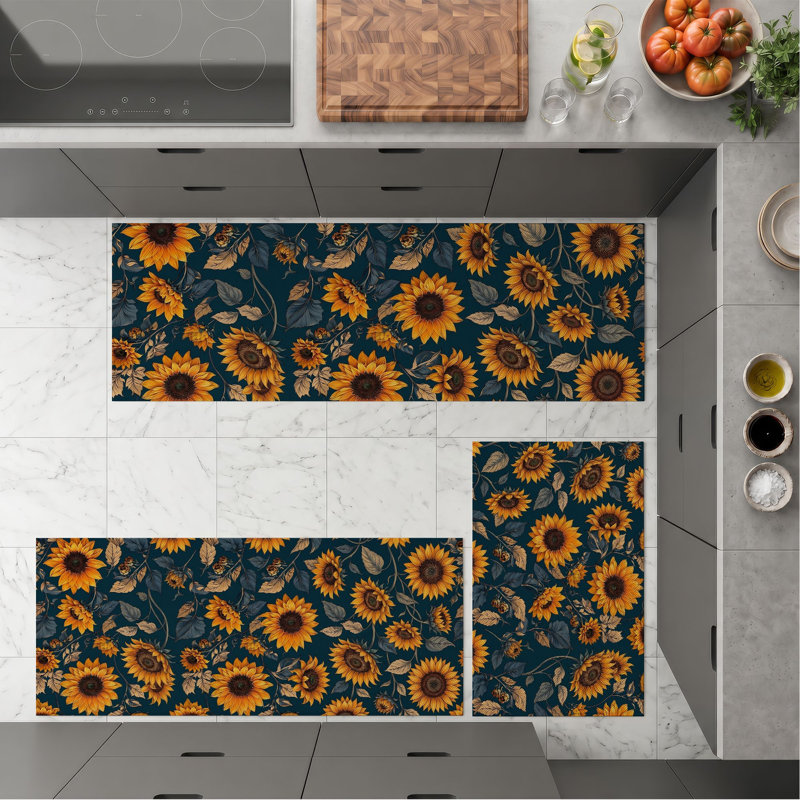 Tapis de cuisine tournesol antidérapant lavable