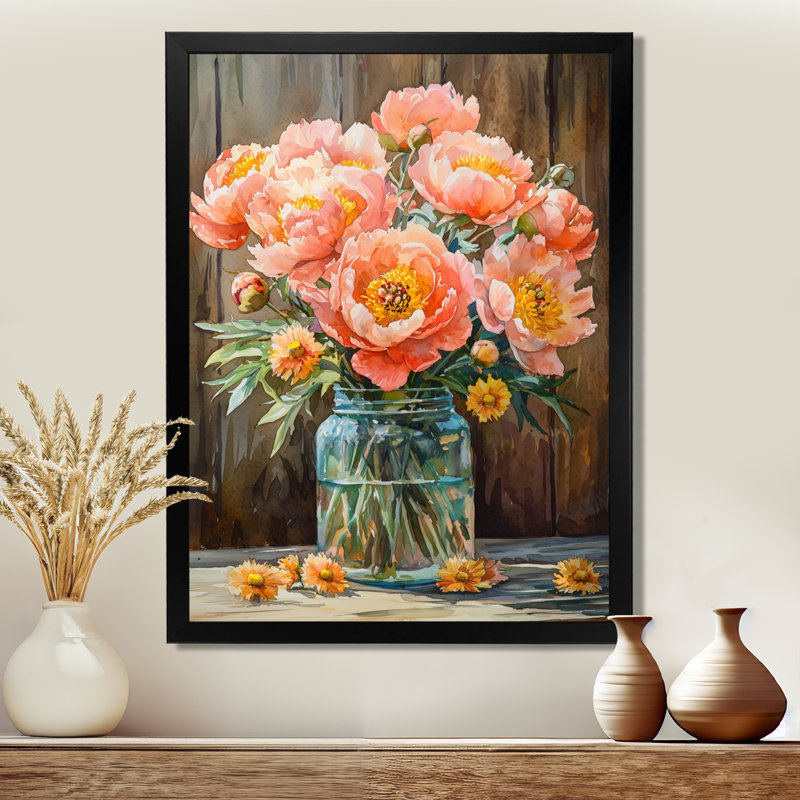 Wycoco - art mural floral, H 40 po x l 30 po, Noir, noir, noir, noir, Reproduction encadrée d'une seule photo