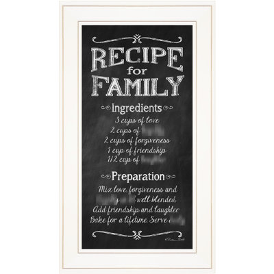 "Recipe For Family" Framed Print By , Multicolor Art, Ready To Hang, 12"X21"X1", 3 Lb 'S Artwork, Paper Piece, 21"X12"X1",