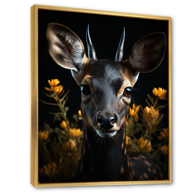 Black Antelope Selfie II - imprimé, H 32 po x l 16 po x P 1 po, Cadre flottant doré