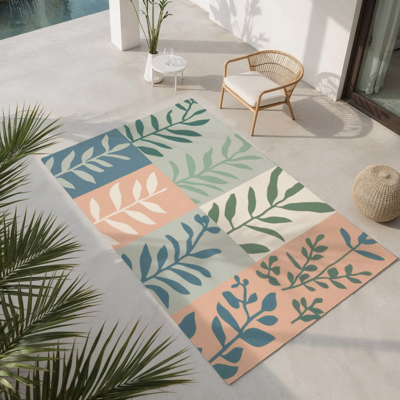 Emerald Tranquility Indoor And Outdoor Area Rug, Rectangle 3' x 5'