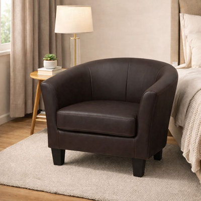 Fauteuil d'appoint en similicuir chocolat