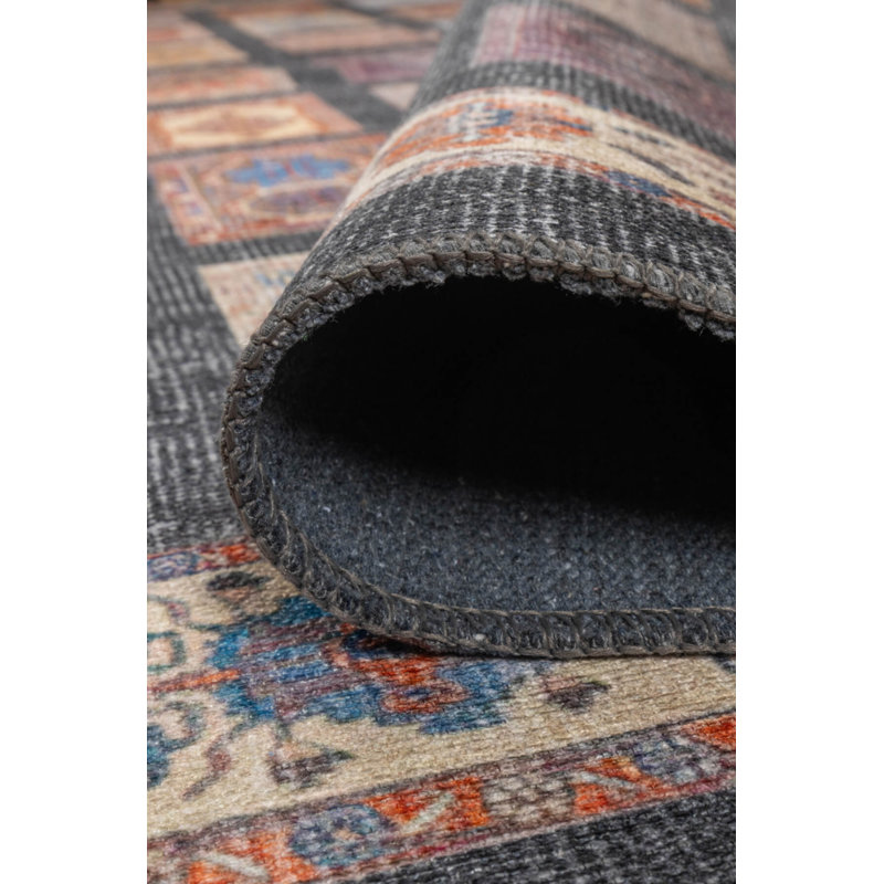 Tapis marocain noir décoratif rétro, Rectangle 3 pi 10 po x 5 pi 3 po