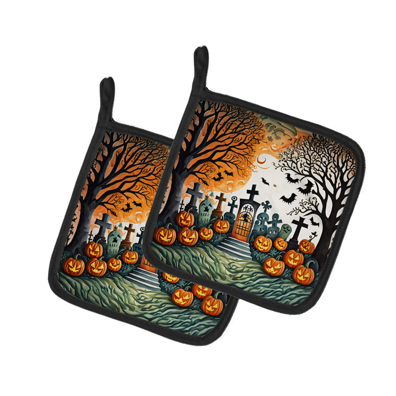 Paire de porte-casseroles Papel Picado Skeletons Spooky Halloween