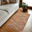 Tapis géométrique beige / bleu / brun en laine fabriqué à la main 3 pi 2 po x 4 pi 11 po Madee