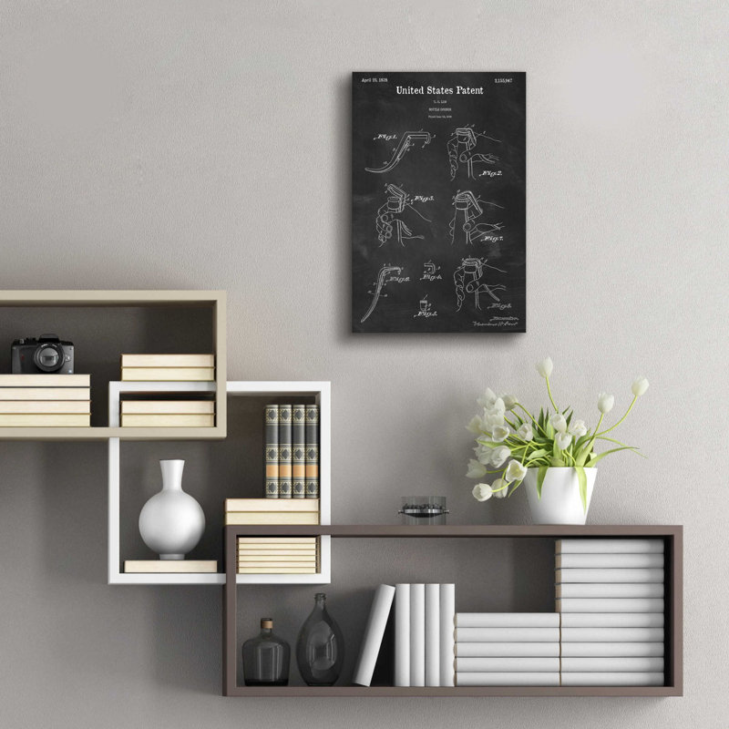 «Bottle Opener Blueprint Vernis Chalkboard», art mural en verre acrylique, H 24 po x l 16 po x P 0,2 po