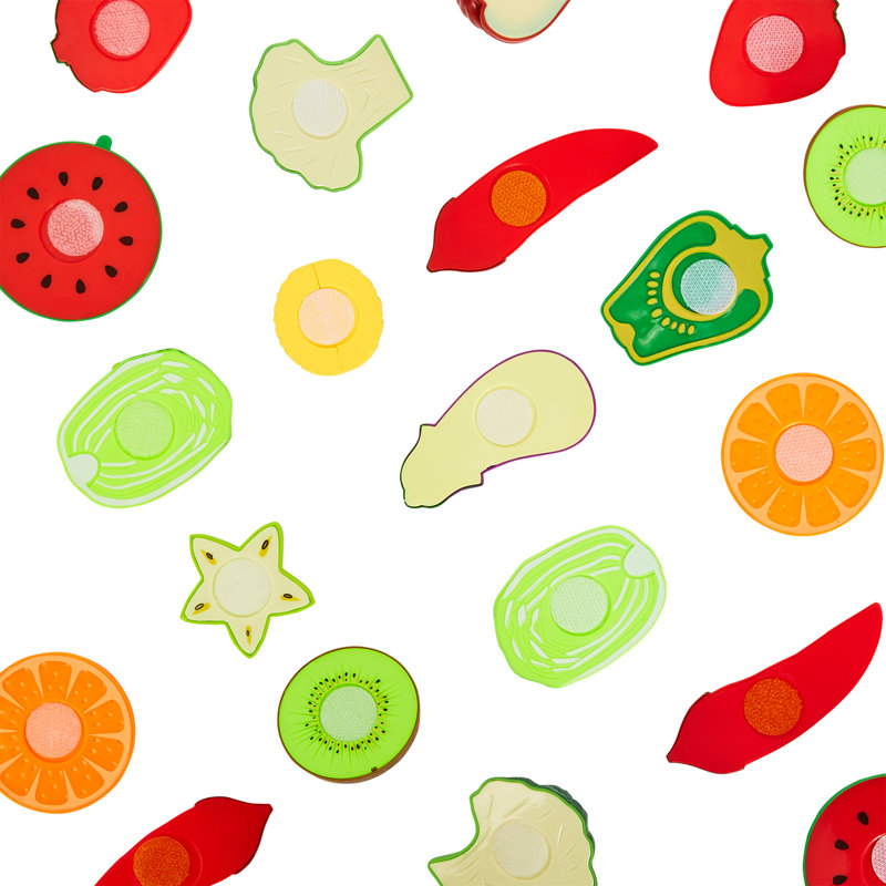 46-Piece Multicolor ABS Plastic Play Food Set with Kitchen Accessories