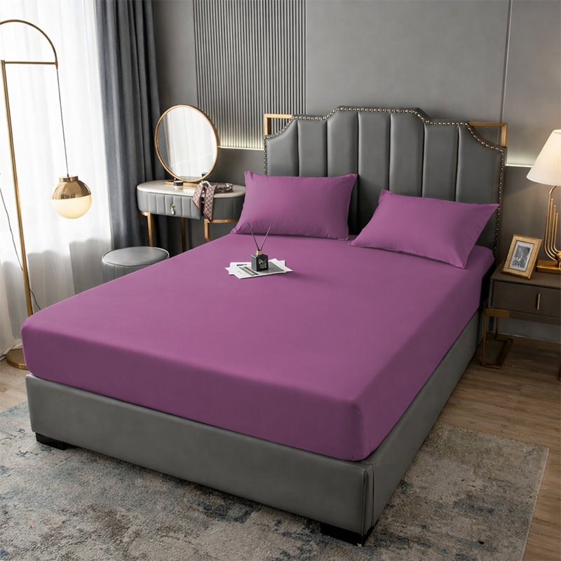 Aspire Homeware Premium 25cm Deep Fitted Sheet for Stylish and Comfortable Bedding, Lilac/Purple, Double (4'6)