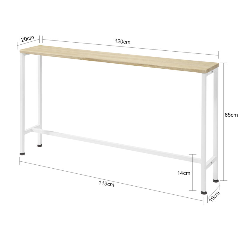 Abingt 120cm Console Table, White, Oak, 65cm H x 120cm W x 20cm D