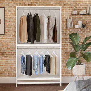 Illyria 2-Shelf Double Clothing Rod Closet Tower