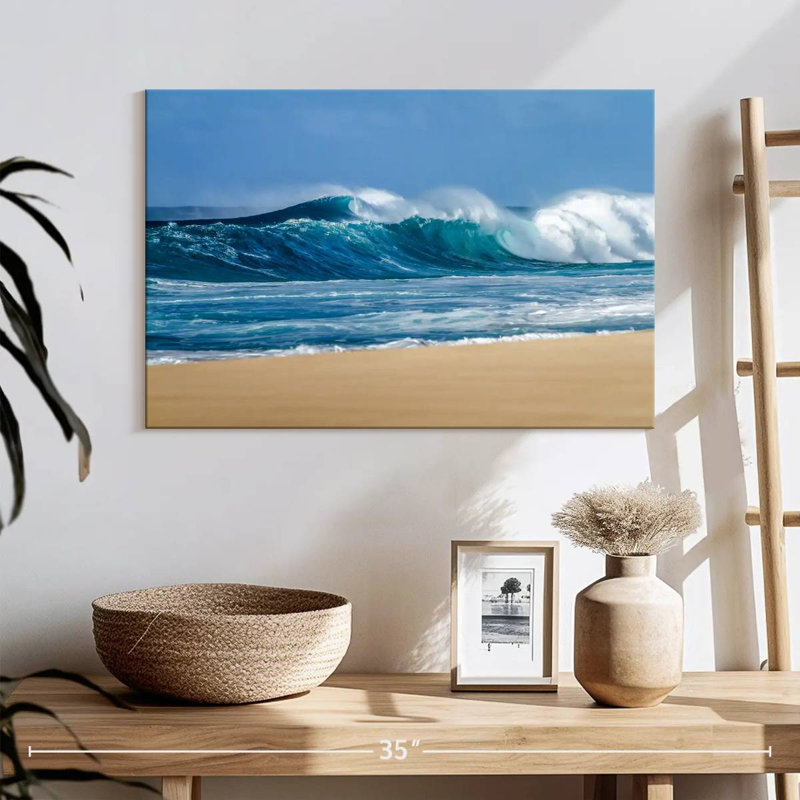Senne brisant les vagues de la mer, H 16 po x l 24 po