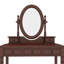 Ensemble de coiffeuse avec miroir à angle réglable, ensemble de coiffeuse et tabouret rembourré avec doublure en velours 5 tiroirs, ensemble de coiffeuse en bois pour la chambre à coucher, noyer