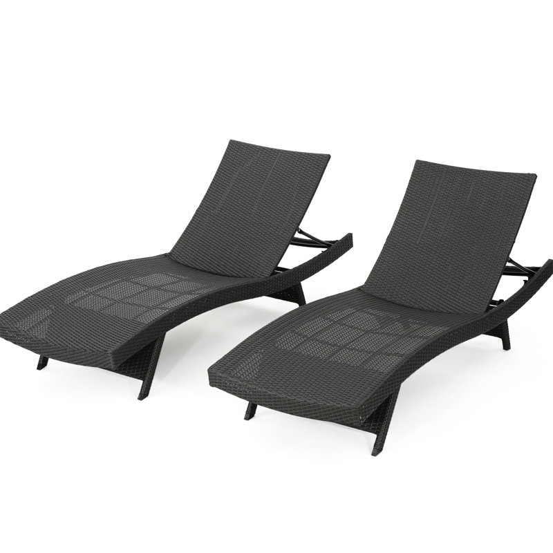 Grey Pe Lounges - Confort élégant pour le patio, prêt pour les bains de soleil, dossier réglable, pieds pliables, aucun assemblage requis à l'arrivée