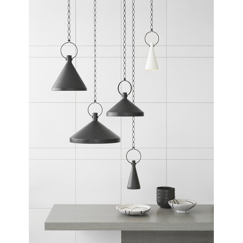 Suzanne Kasler Limoges Small Pendant, Aged Iron, 19" H x 6.75" W x 6.75" D