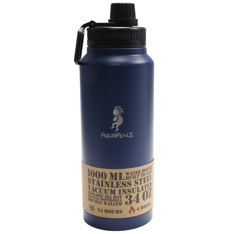 Bouteille d'eau isotherme Aquapelli, 34 oz, Bleu papier de bleus