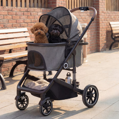 3-in-1 Pet Stroller for Dog, Folding Cat and Dog Stroller with Detachable Cradle
