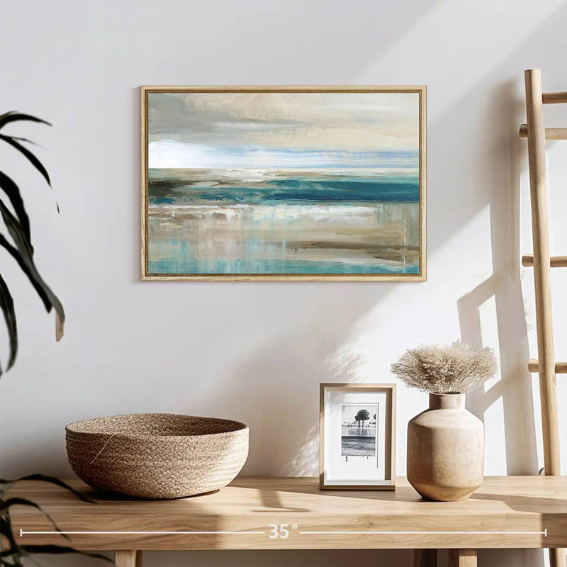 Mer de Kofi, 19 po x 13 po, Cadre flottant en bois naturel