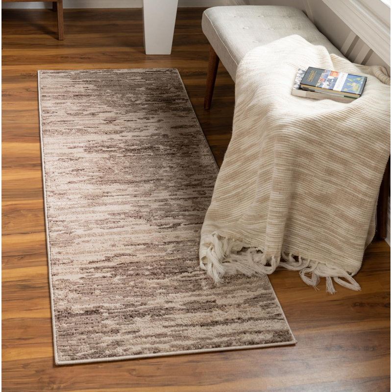 Tapis brun / ivoire Perillo, Tapis de couloir 2 pi x 6 pi