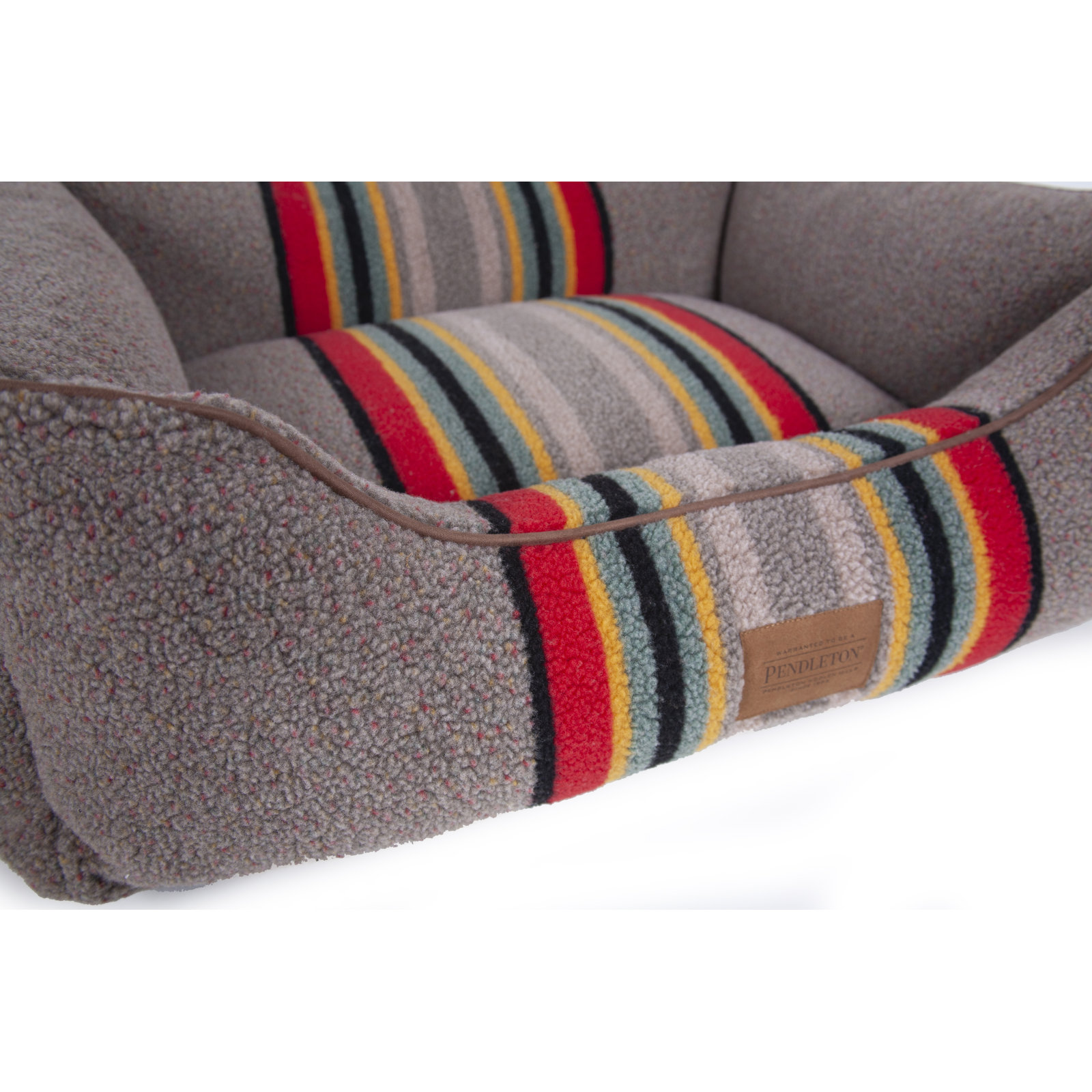 Yakima Striped Pet Bed, X-Large (42" W x 30" D x 10.5" H), Umber Striped Sherpa
