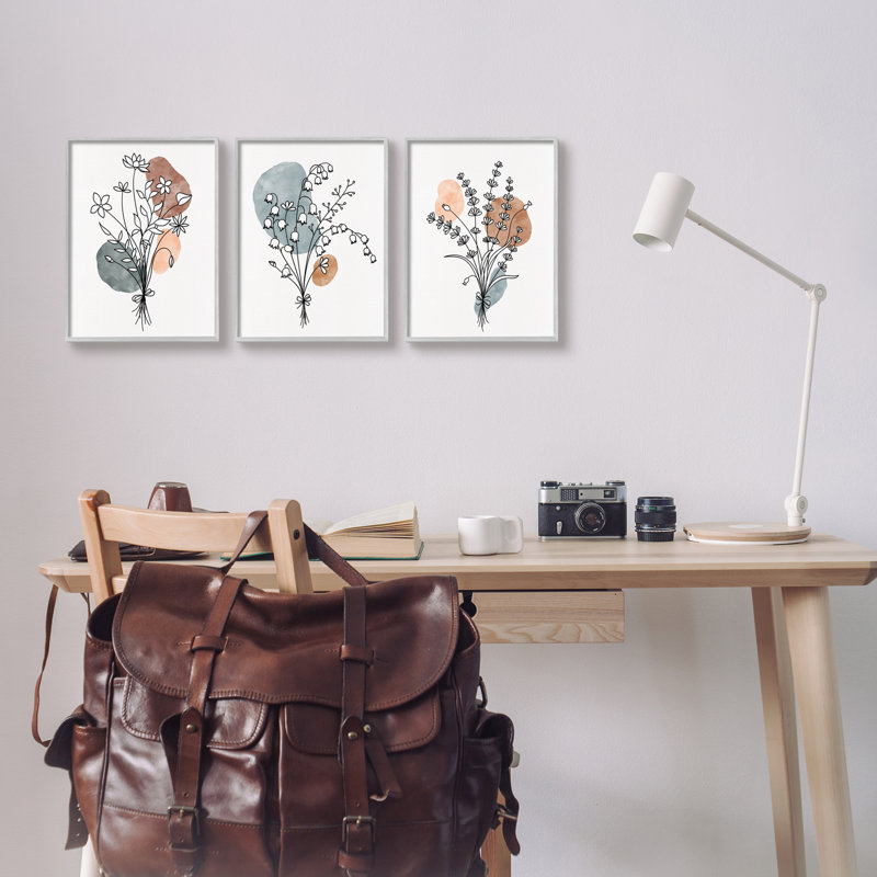 «Neutral Bohemian Herb Bunquets» par JJ Design House LLC - Ensemble de 3 impressions sur bois, H 14 po x l 11 po