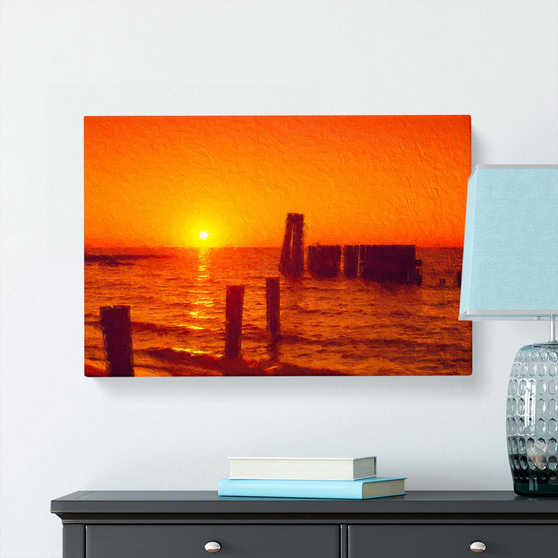 Orange Sunset In Virginia - Wrapped Canvas, 35cm H x 50cm W x 3cm D