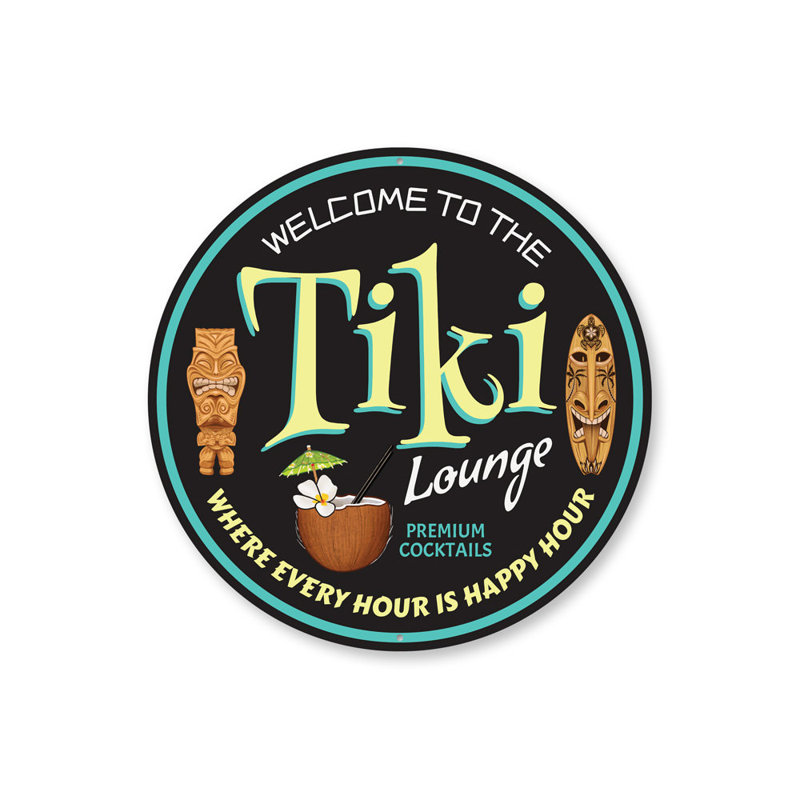 Panneau rétro en aluminium Tiki Lounge, H 18 po x l 18 po x P 0,06 po