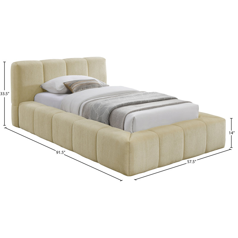Lit en tissu Carille Chenille, Beige Chenille Fabric, Twin