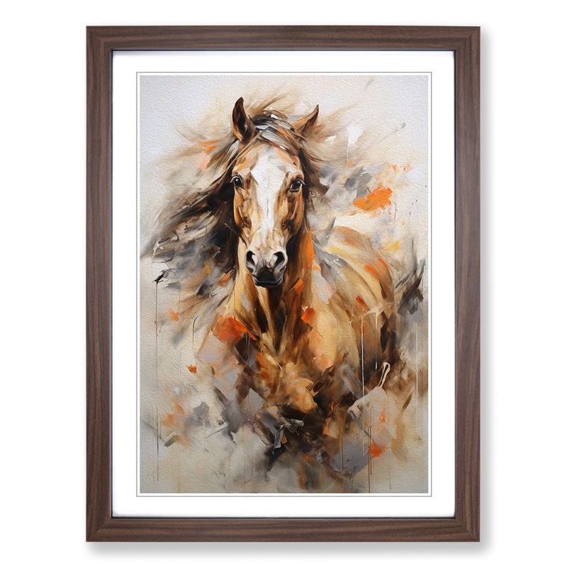 Horse Gestural Art - Framed Print, Walnut, 64cm H x 46cm W x 2cm D